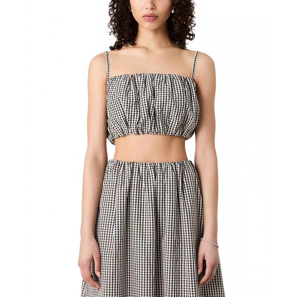 NWT French Connection Black and White Gingham Crop Top